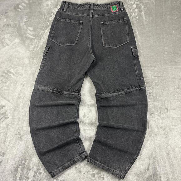 Empyre Y2K Charcoal Tori Grey 2in1 Zip Off Cargo Denim Jeans Size 8 - Picture 2 of 7